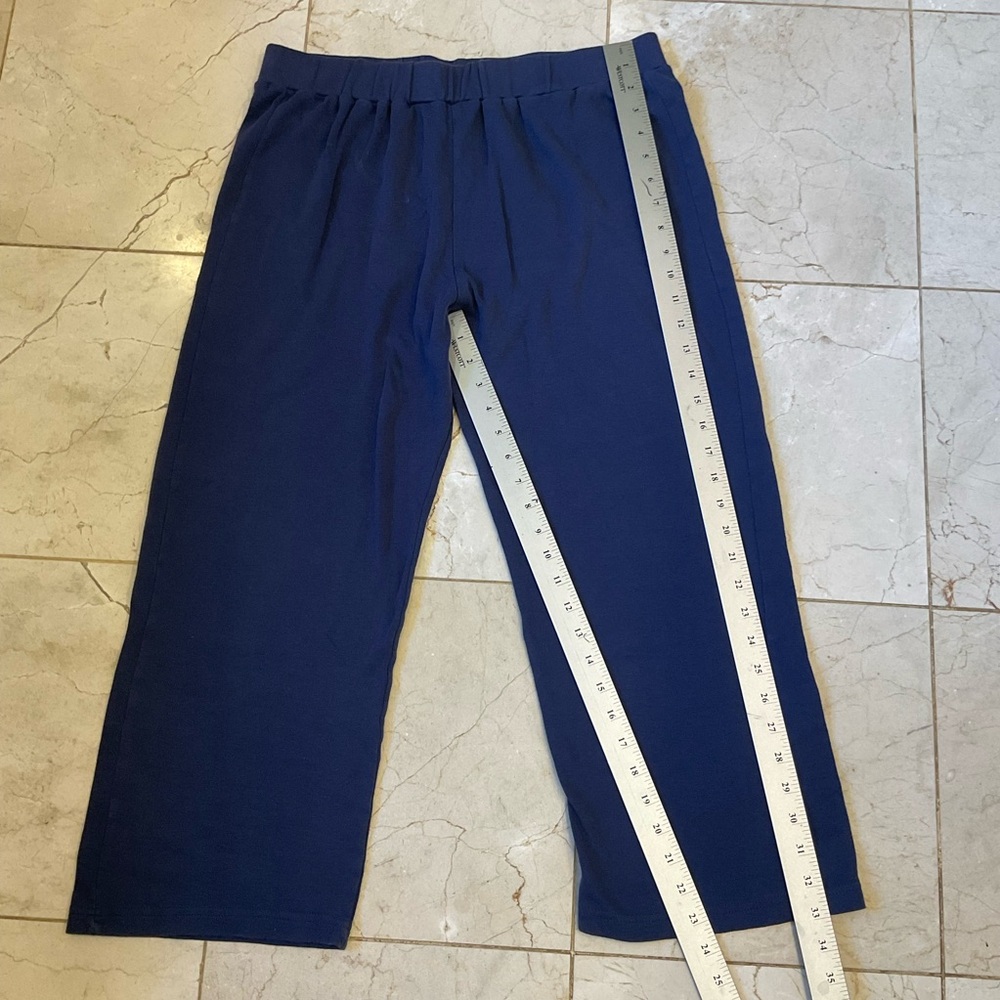 Air France Lounge Pants, Cropped, Blue, Drawstring Waist Soft Cotton Womens Sz M - Picture 6 of 6